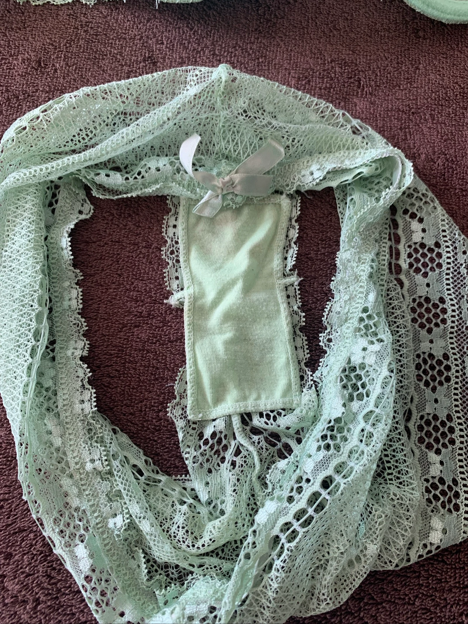 Conjunto de lingerie de renda verde-água – Sutiã 85B e calcinha 36 – Novo – photo 3